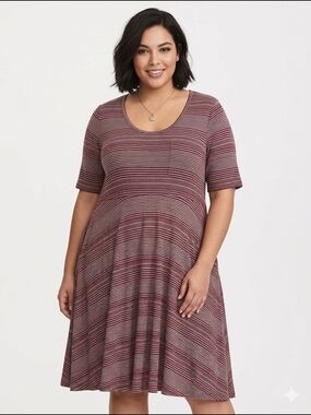 Torrid (1) Striped Knit Midi Skater Dress